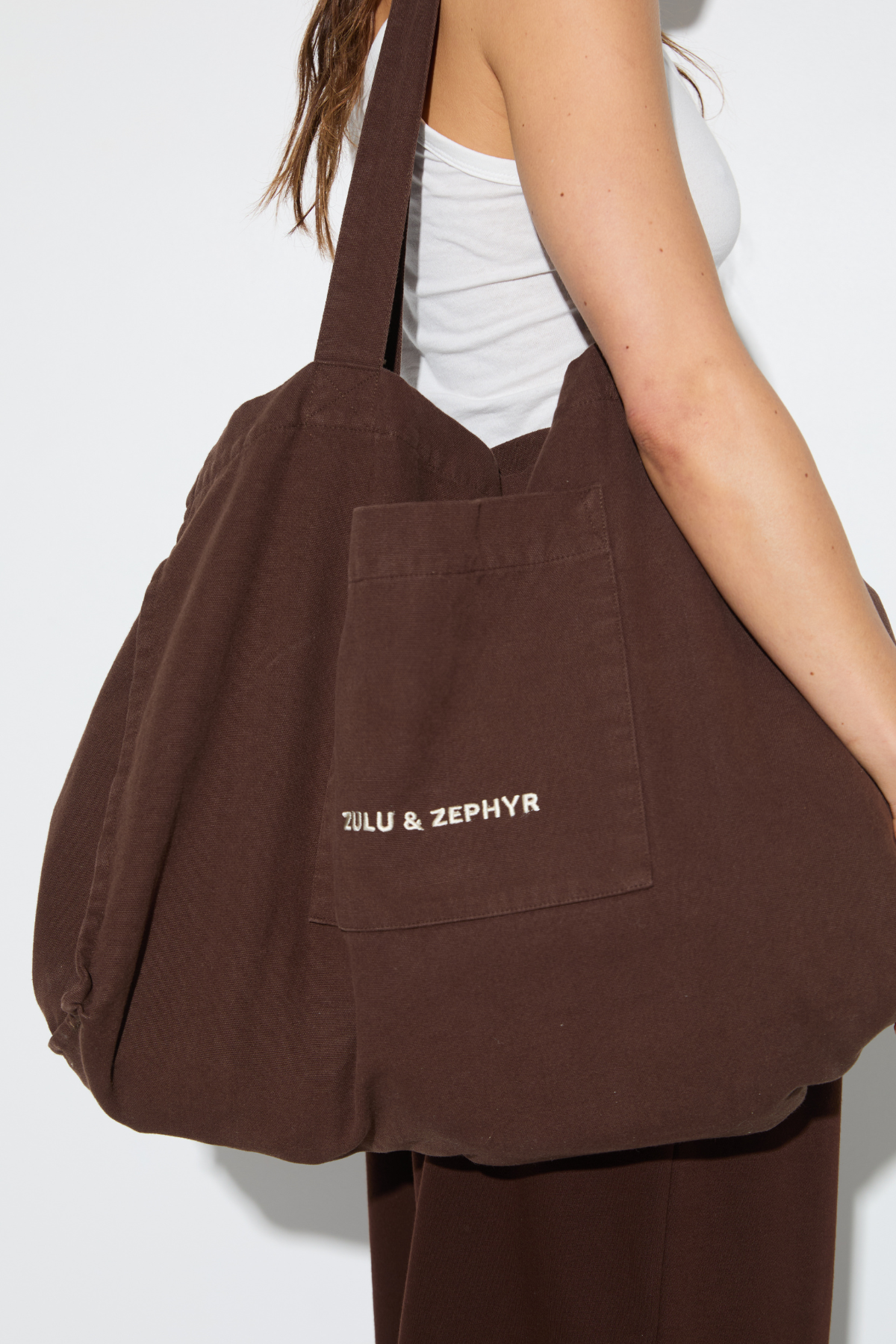 Cotton Canvas Tote Bag - Chocolate