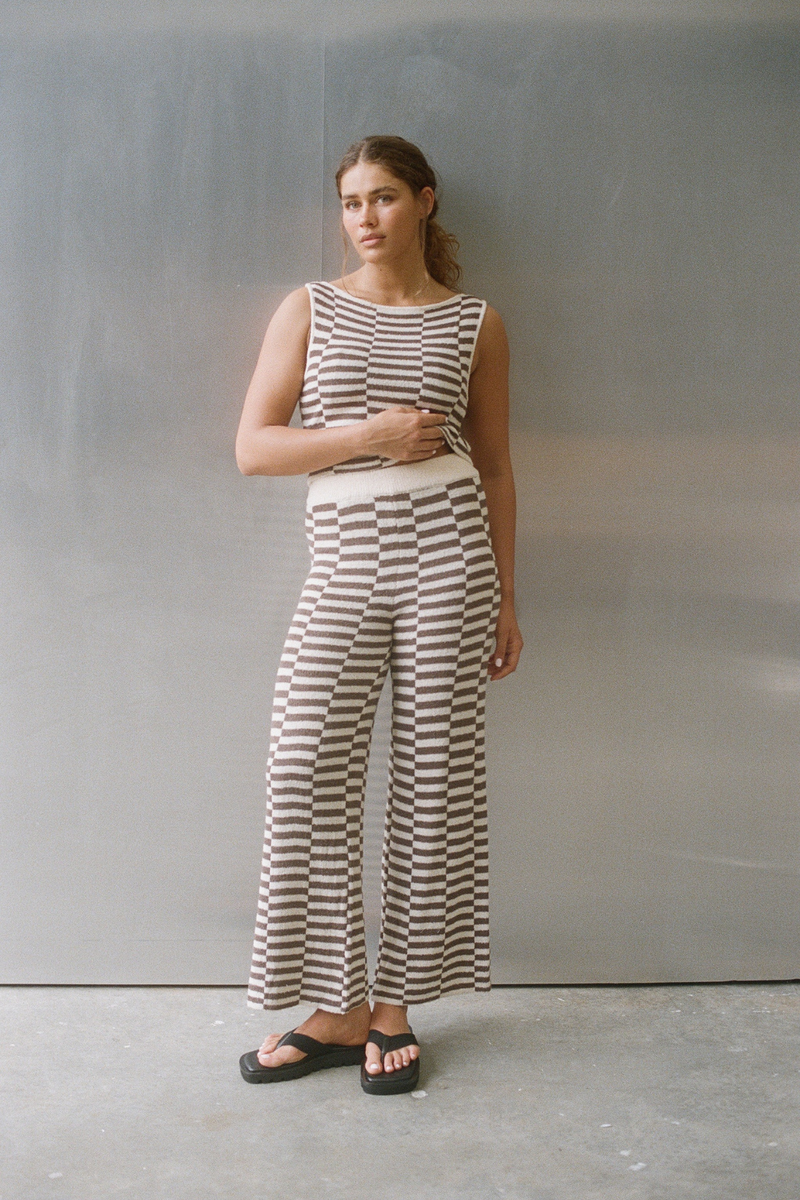 パンツ peace Cocoa Grid Textured Knit Pant – Zulu & Zephyr