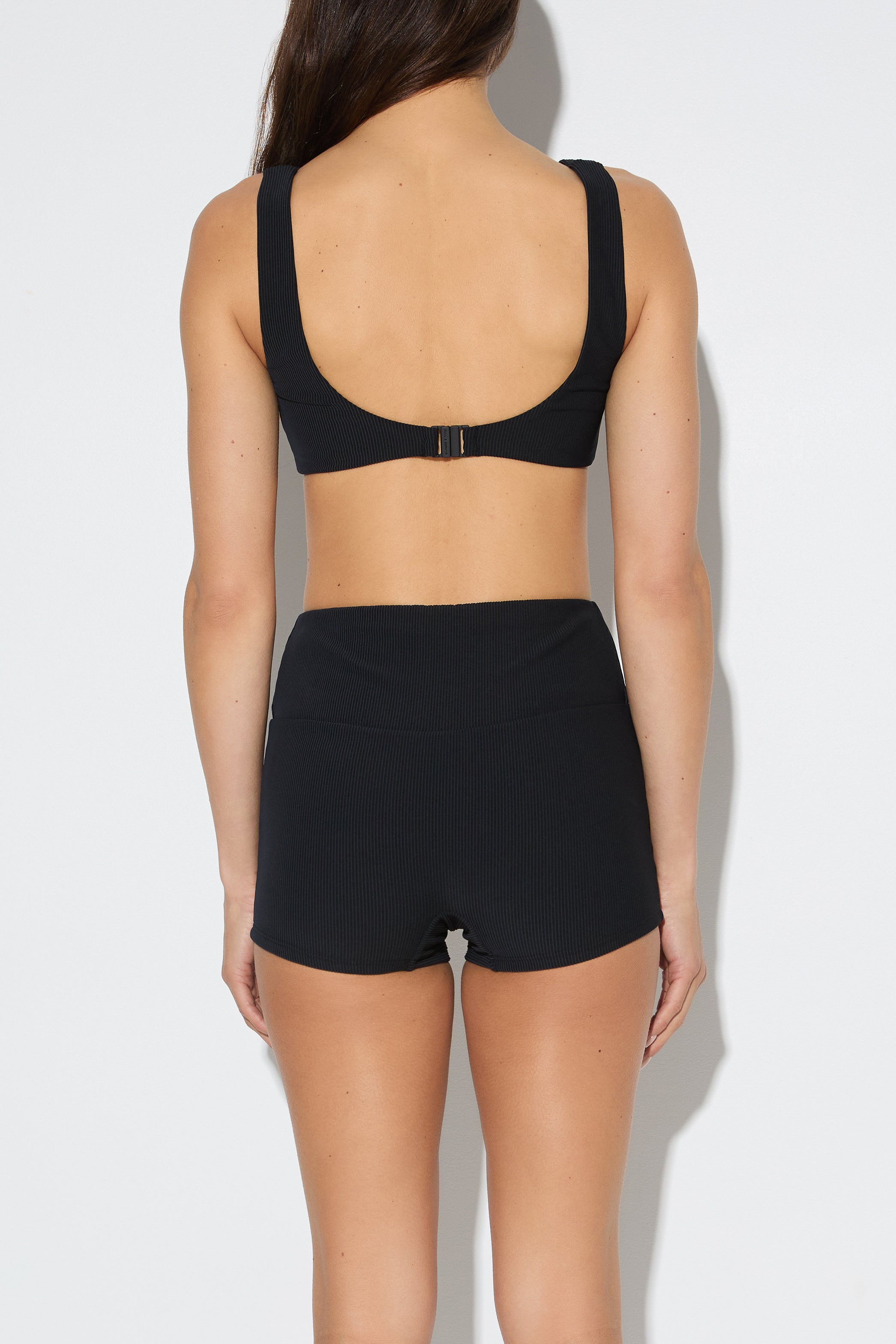 Signature Stripe Scoop Bralette Top - Black
