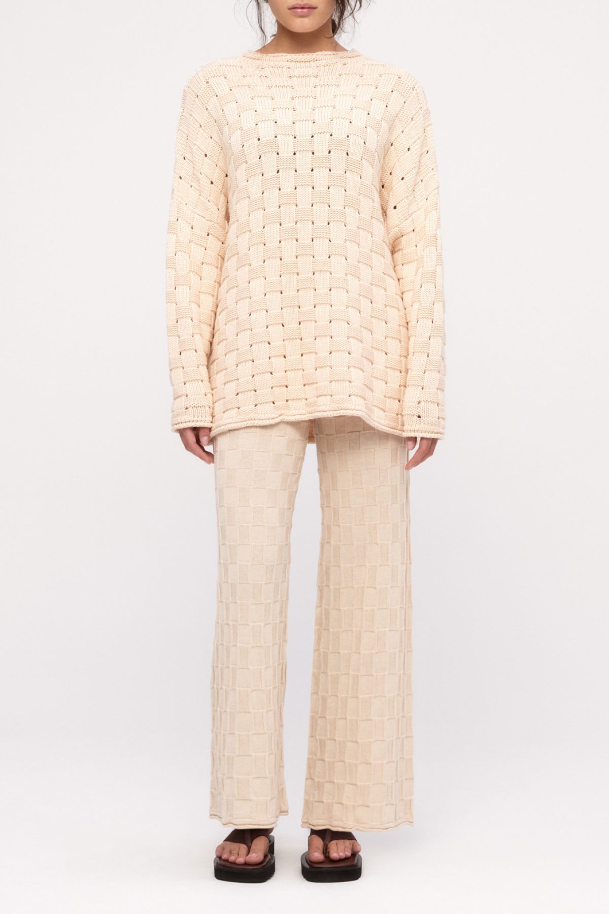 Basketweave Knit Jumper - Natural