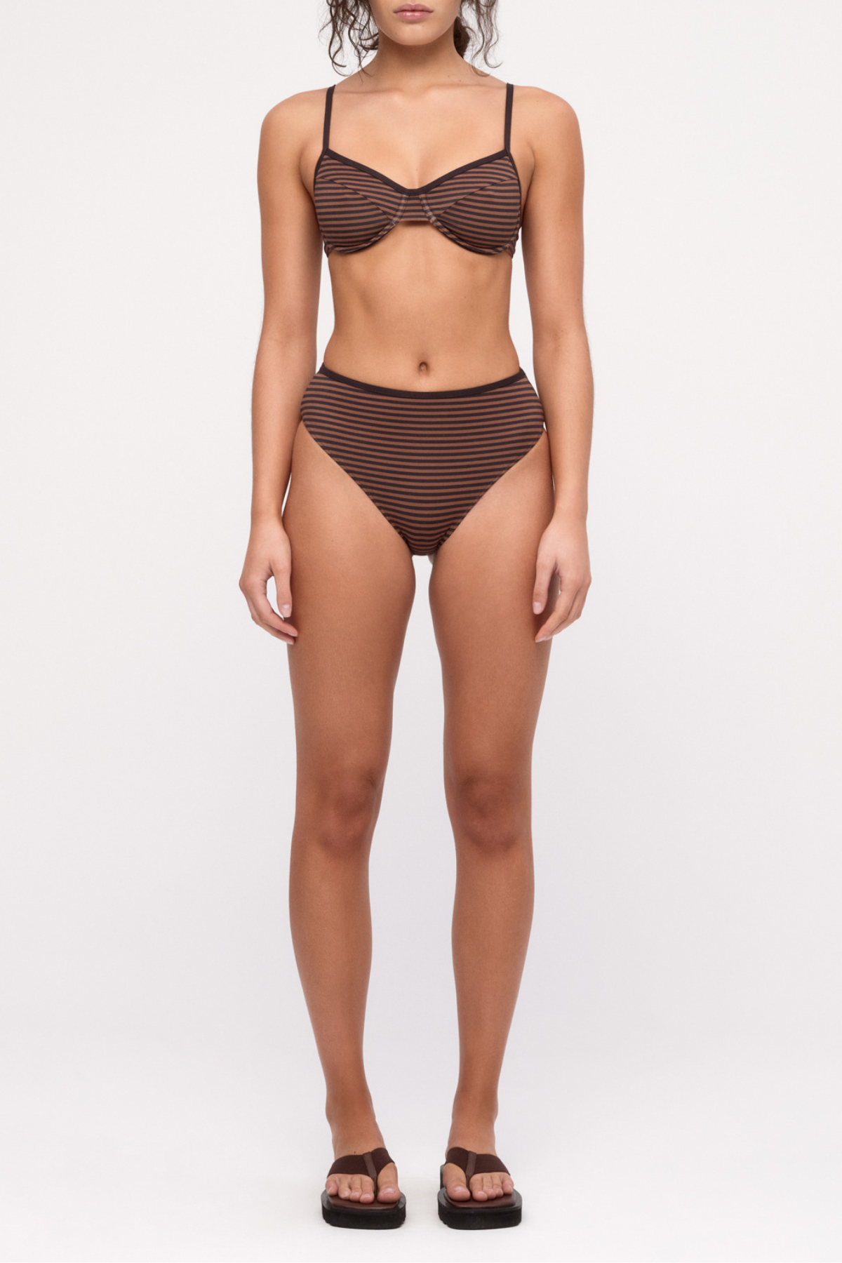 Balconette Bra Cup Top - Brown Stripe