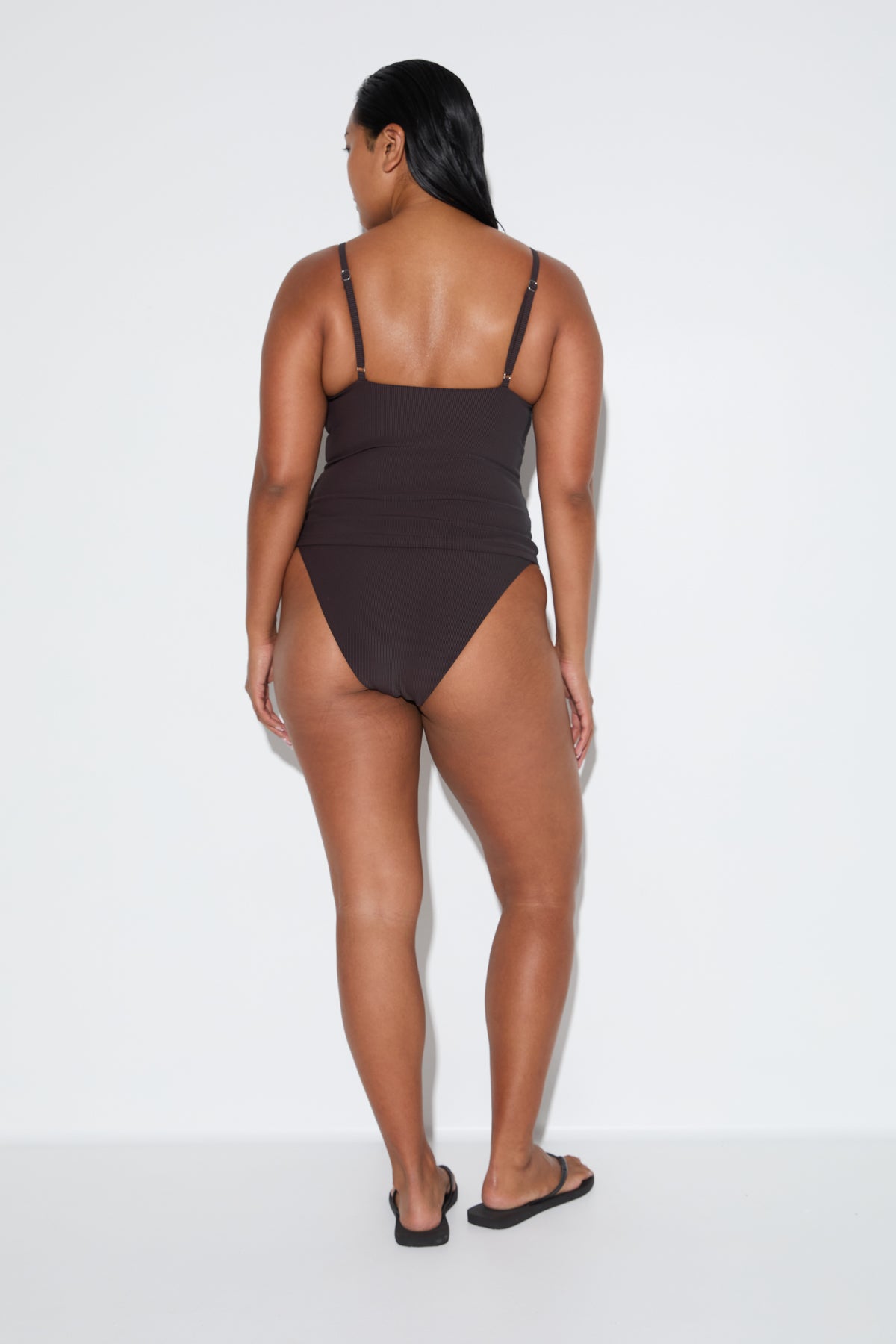 Signature Stripe Tankini - Smoky Brown