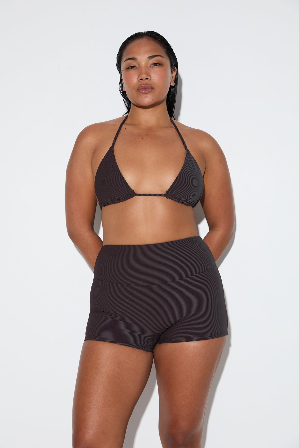 Signature Stripe Boy Short - Smoky Brown