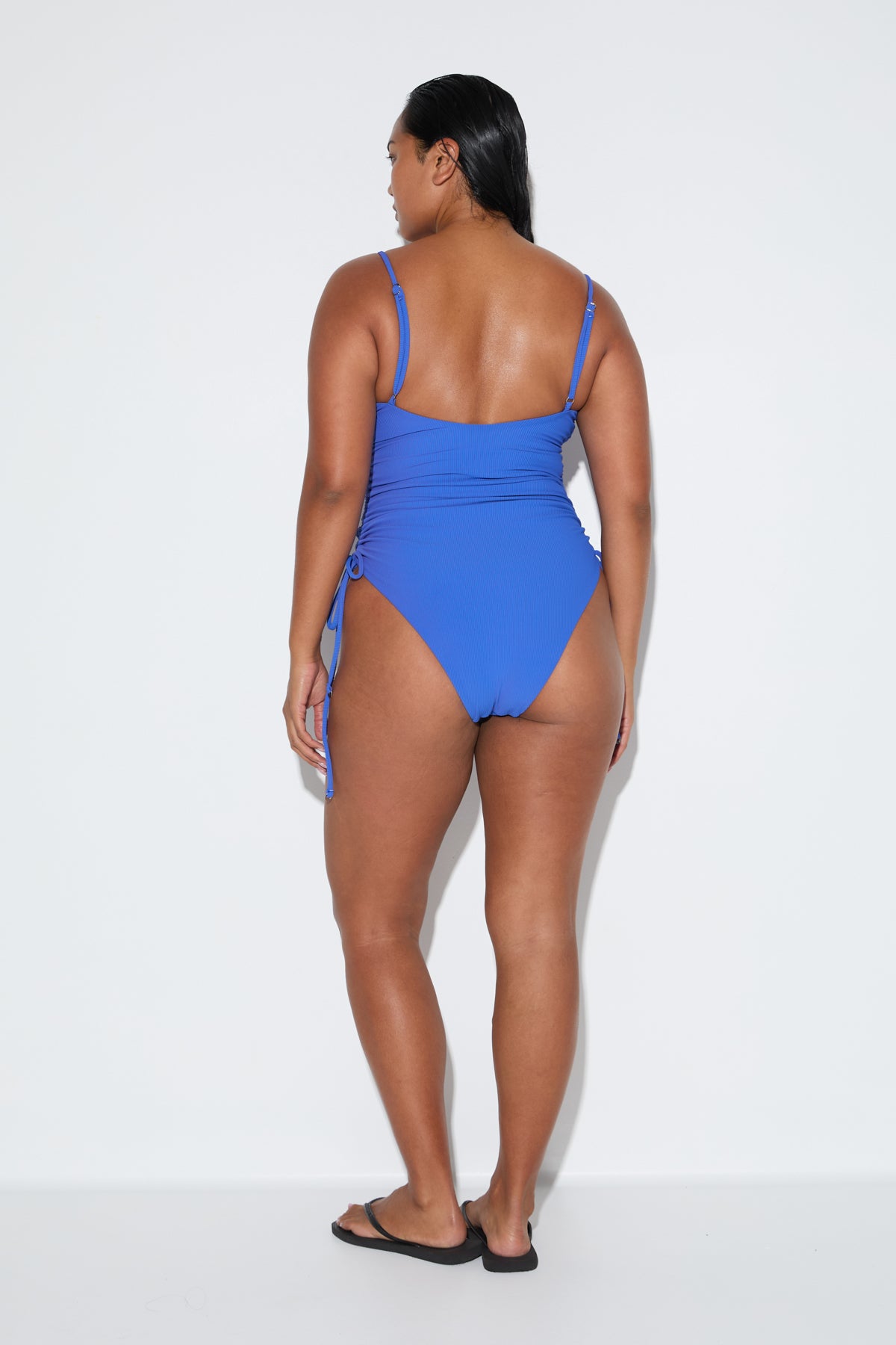 Signature Stripe Gathered One Piece - Pacific Blue