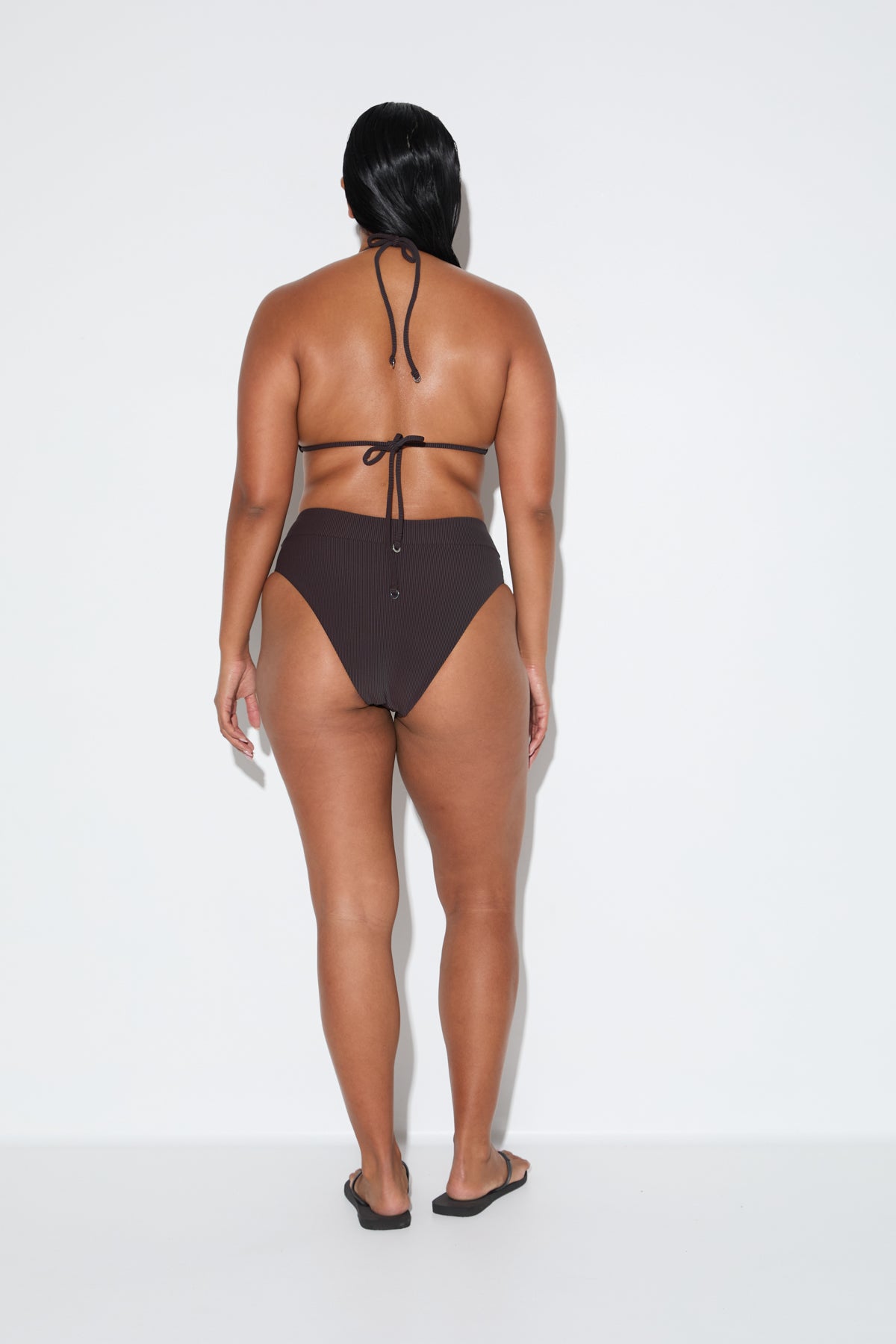 Signature Stripe High Waisted Brief - Smoky Brown