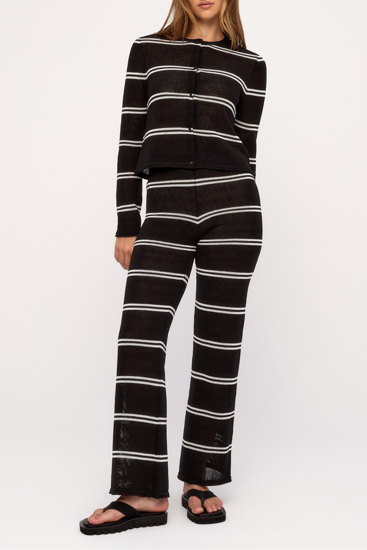Textured Knit Pant - Black Stripe