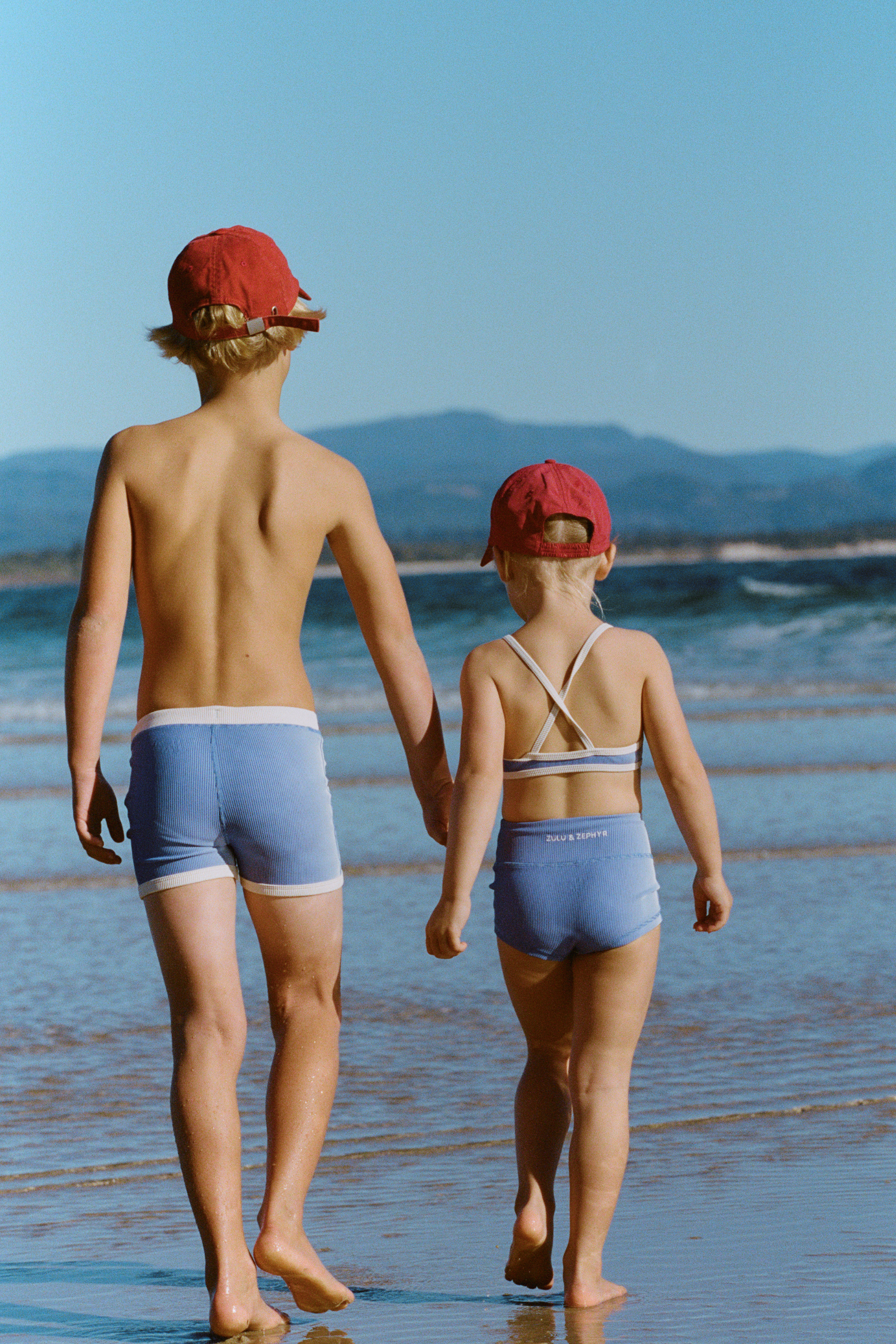 Mini Stripe Surf Short - Sea Blue