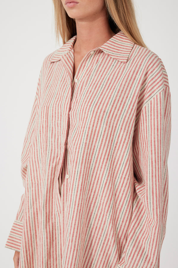 Chilli Stripe Hemp Blend Shirt