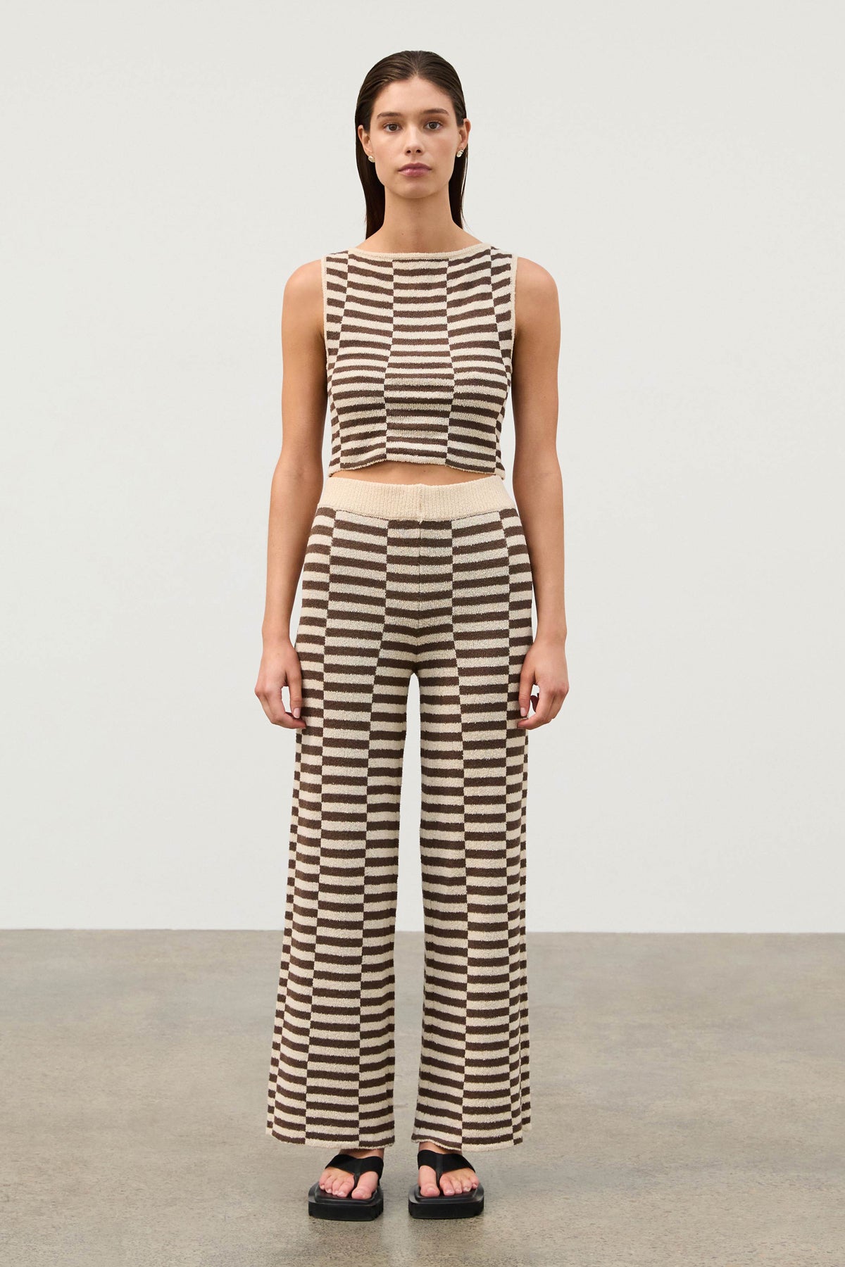 Cocoa Grid Textured Knit Pant