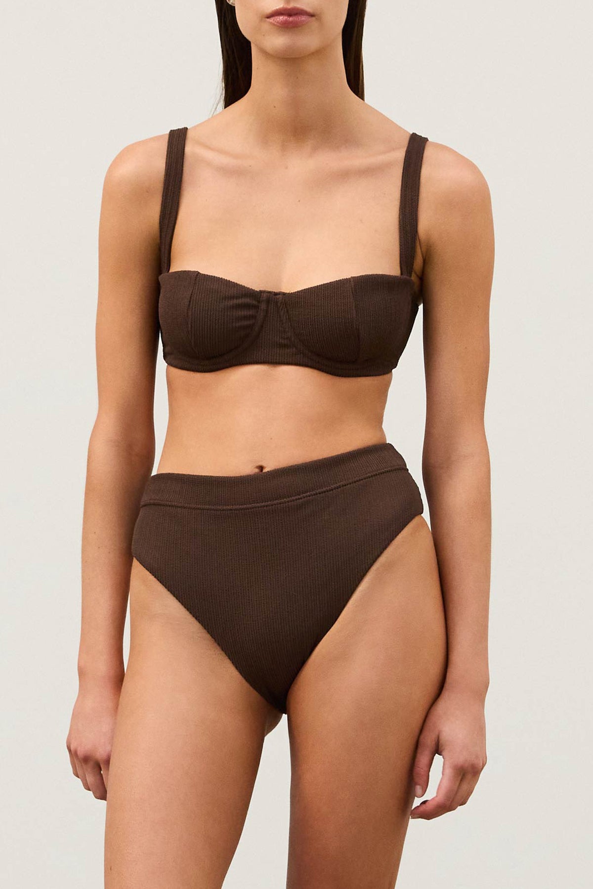 Cocoa Textured High Cut Brief