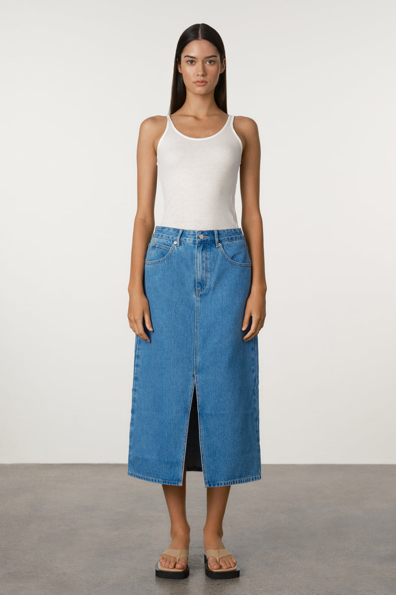 Recycled Denim Skirt - Bright Blue – Zulu & Zephyr