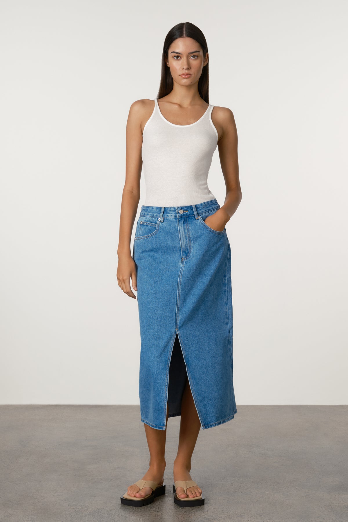 Recycled Denim Skirt - Bright Blue