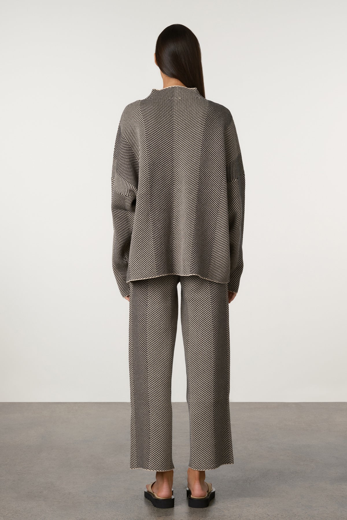 Black Herringbone Knit Jumper