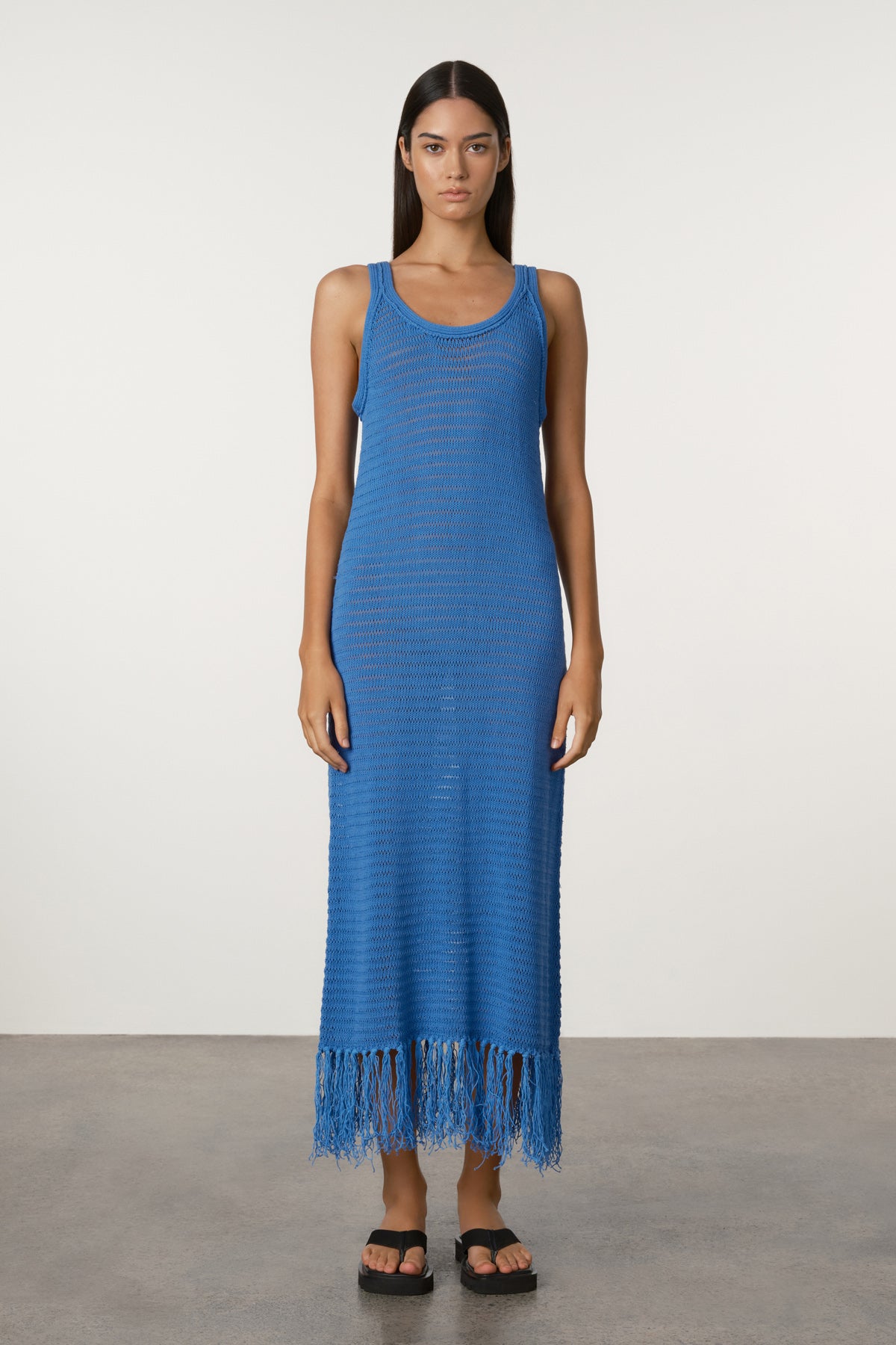Crochet Knit Dress - Bright Blue