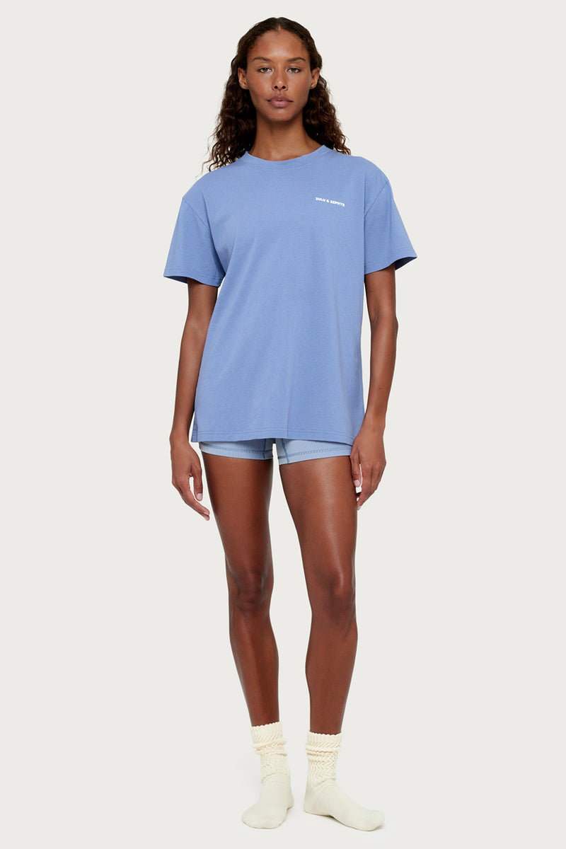 その他 salsation Round Neck T-Shirt Blue Denim Sport T Shirt - Denim Blue – Zulu & Zephyr