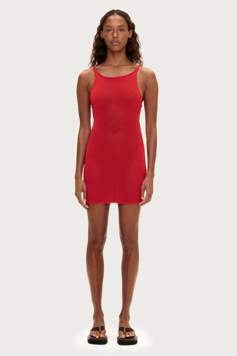 Textured Knit Dress - Red – Zulu & Zephyr