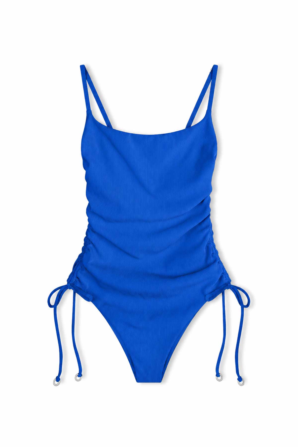 Signature Stripe Gathered One Piece - Pacific Blue