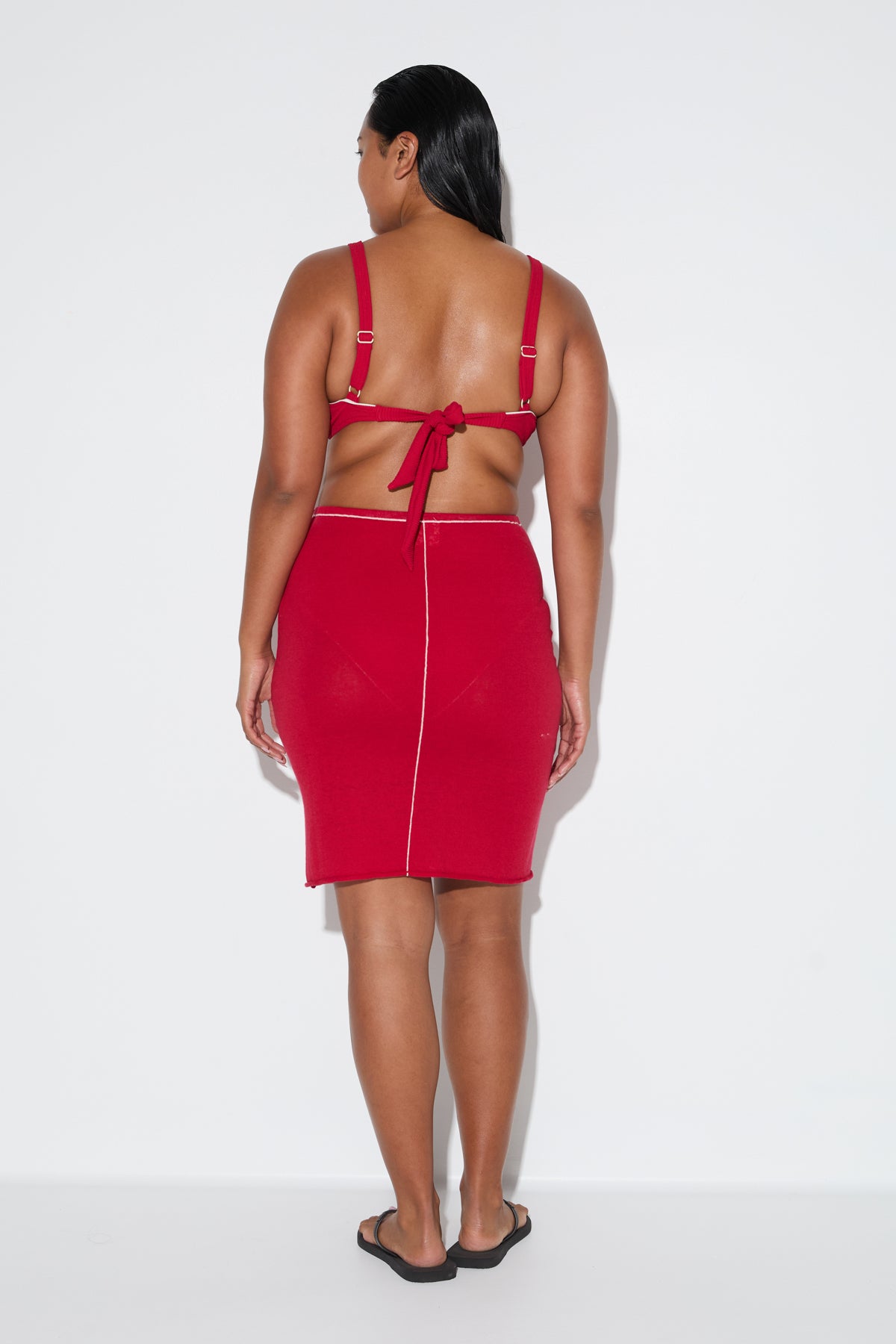Soft Contrast Skirt - Cherry Red
