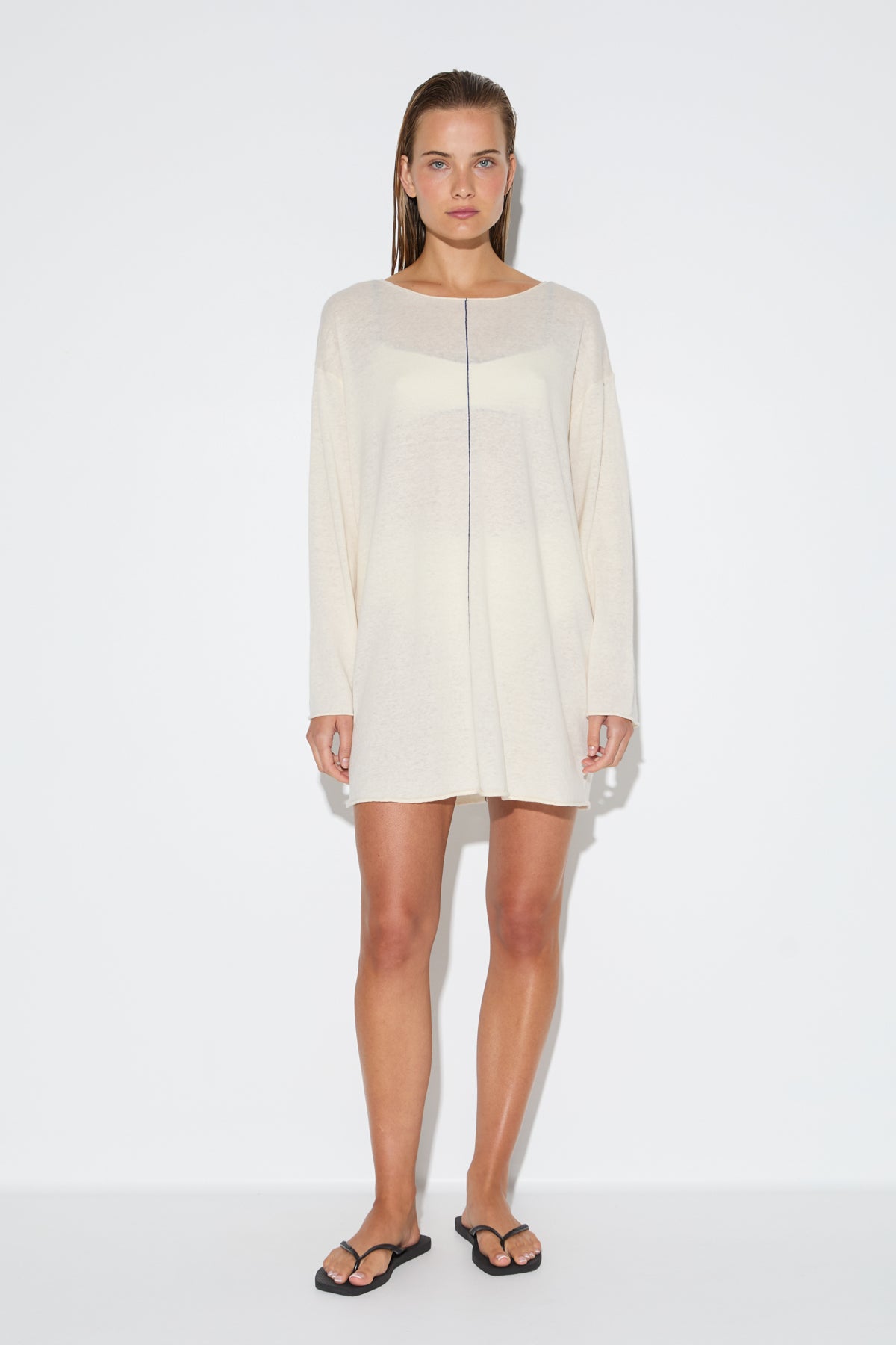 Soft Contrast Mini Dress - Coconut