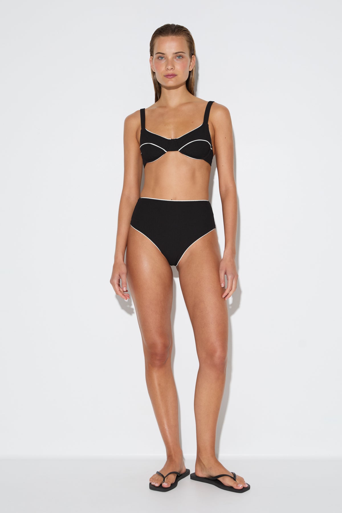 Crinkle Adjustable Bra Cup Top - Black