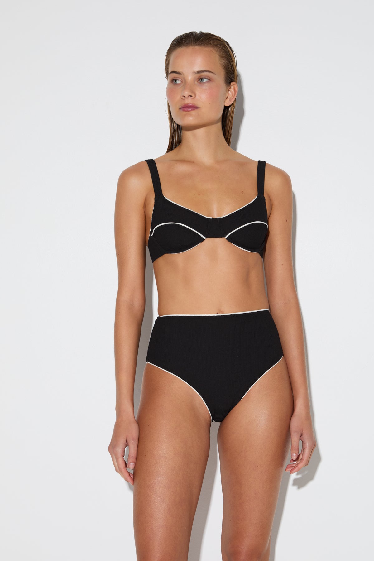 Crinkle Adjustable Bra Cup Top - Black