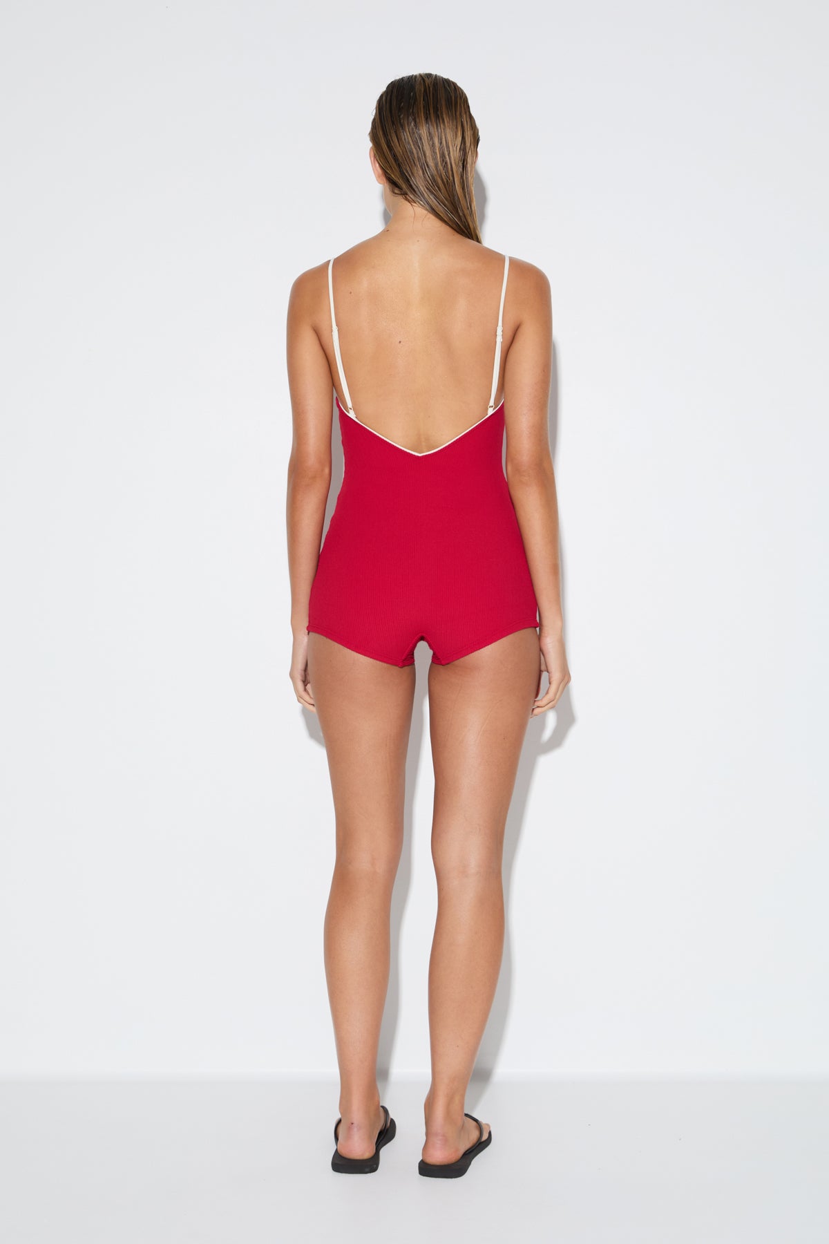 Crinkle Bodysuit - Cherry Red