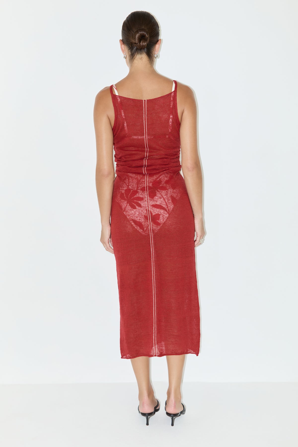 Gathered Knit Dress - Red