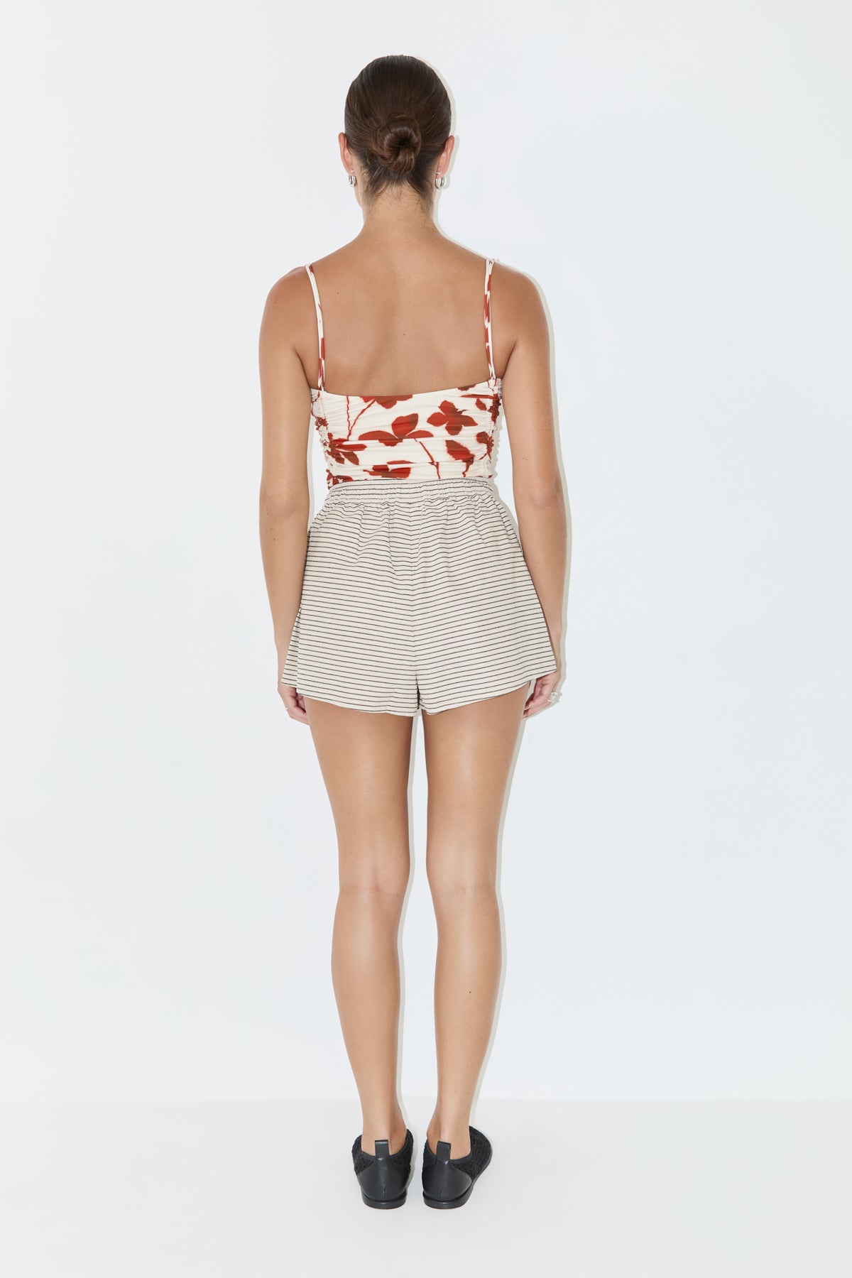 Linen Blend Short - Black Pin Stripe