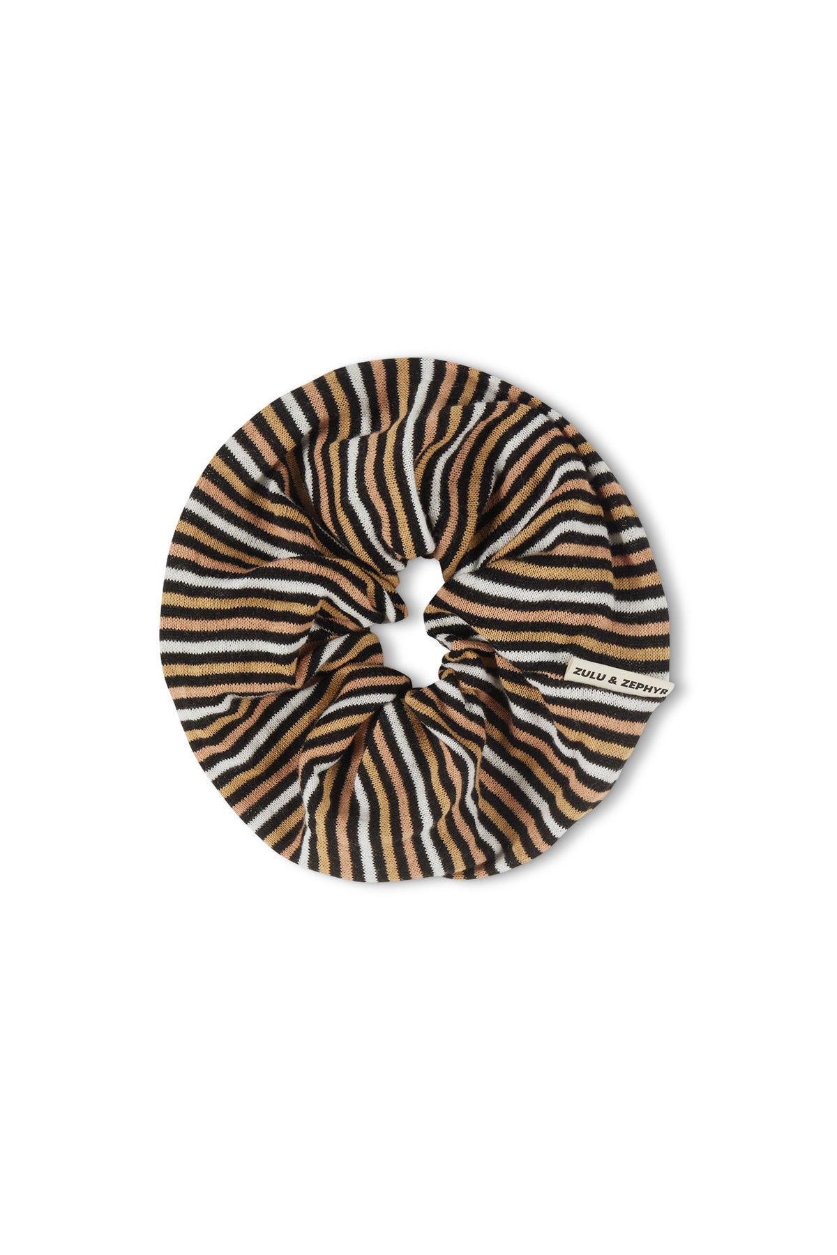 Large Knit Scrunchie - Tan Stripe