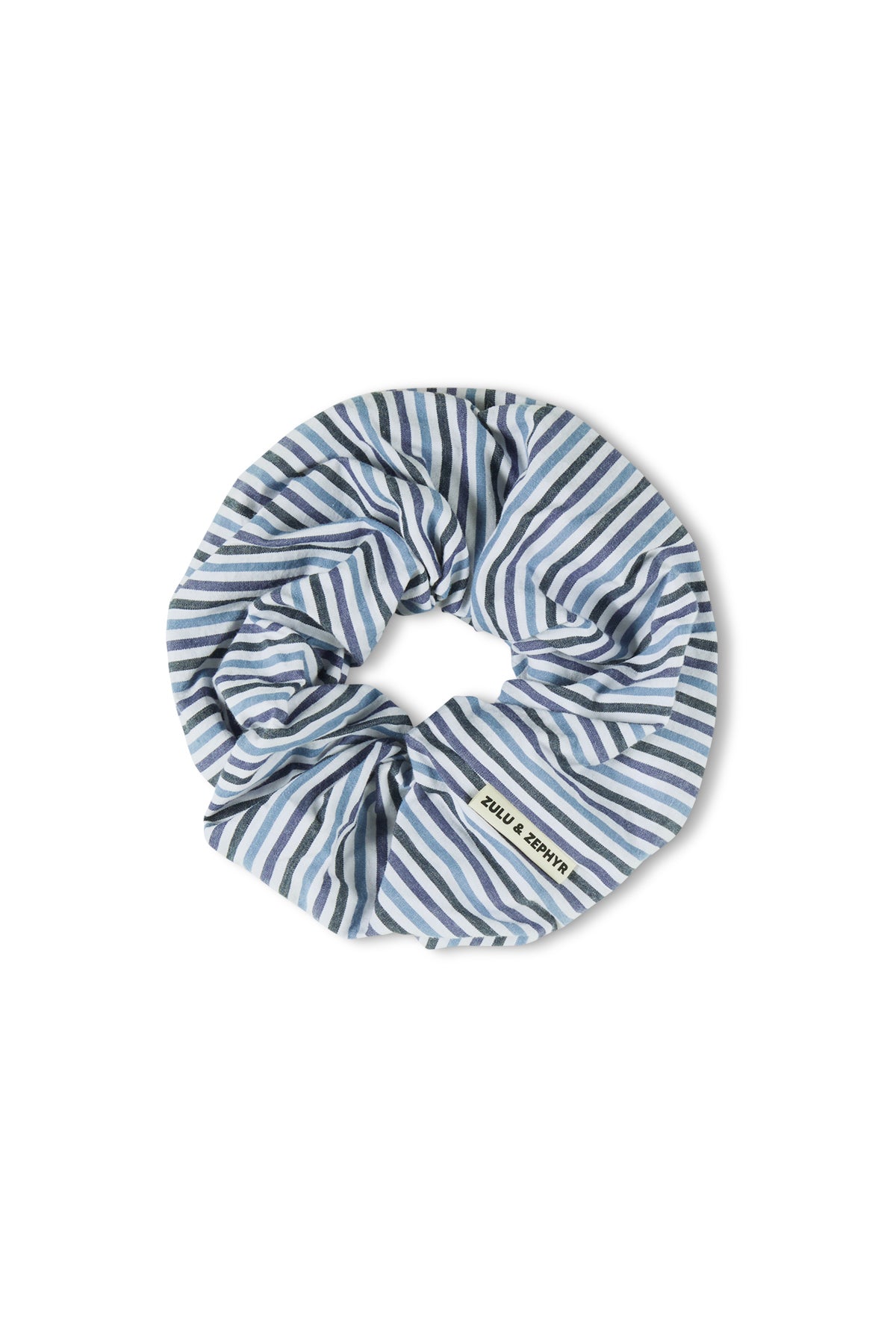 Large Cotton Scrunchie - Blue Pin Stripe