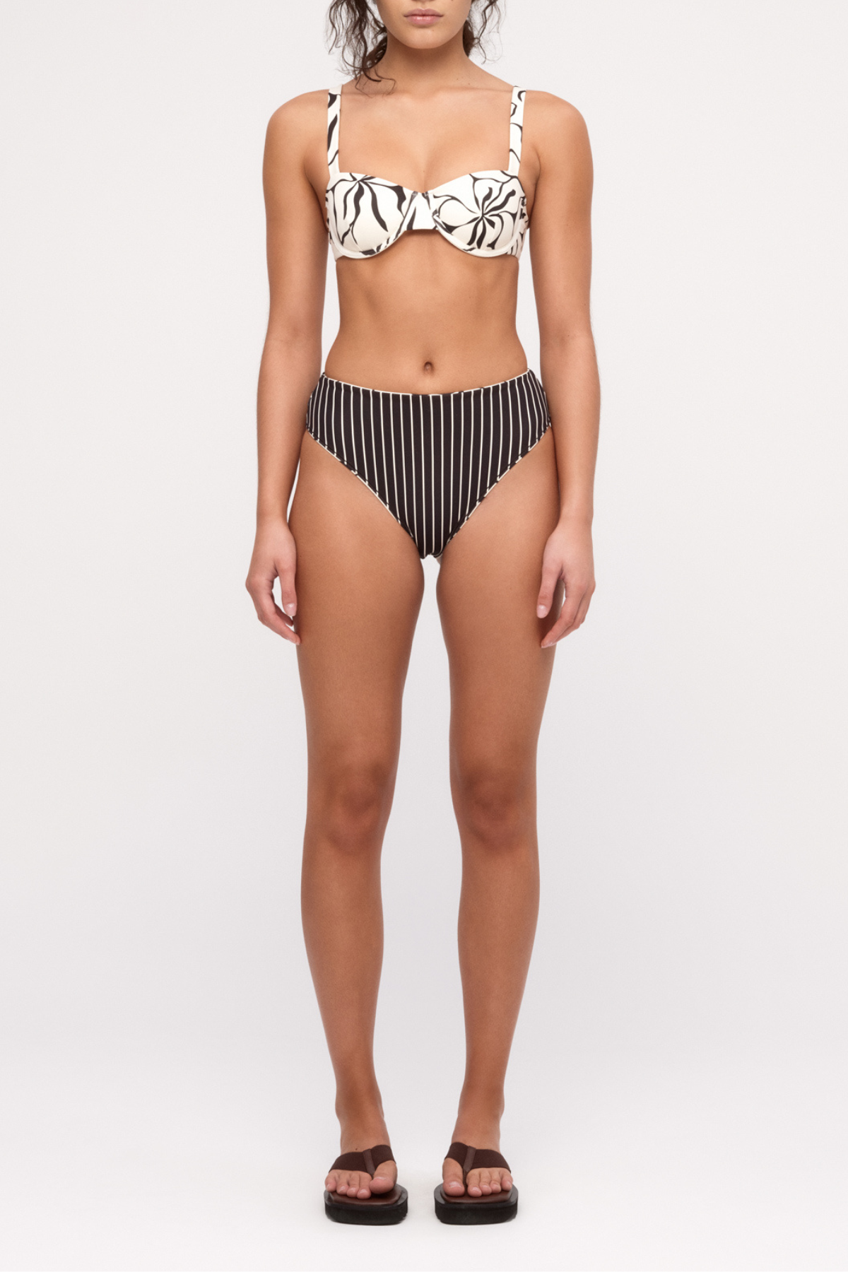Reversible Waisted Full Brief - Cream Flower