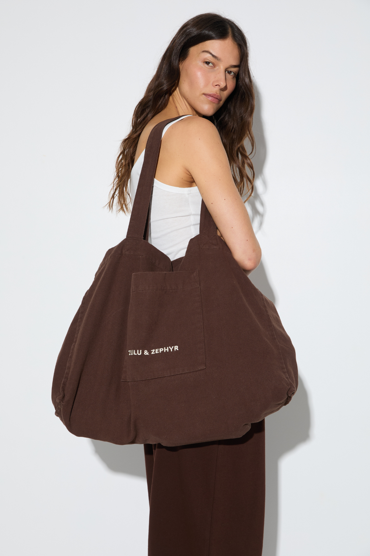 Cotton Canvas Tote Bag - Chocolate