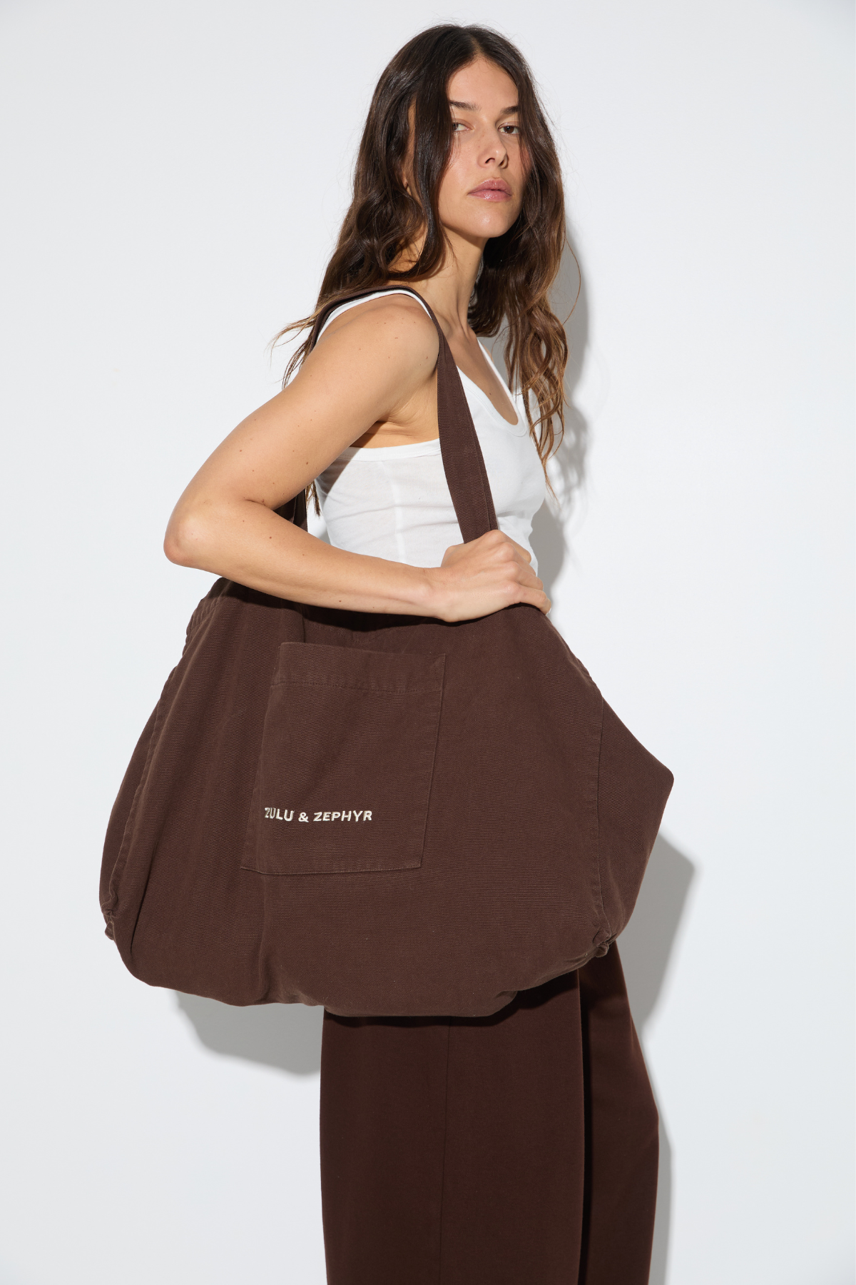 Cotton Canvas Tote Bag - Chocolate
