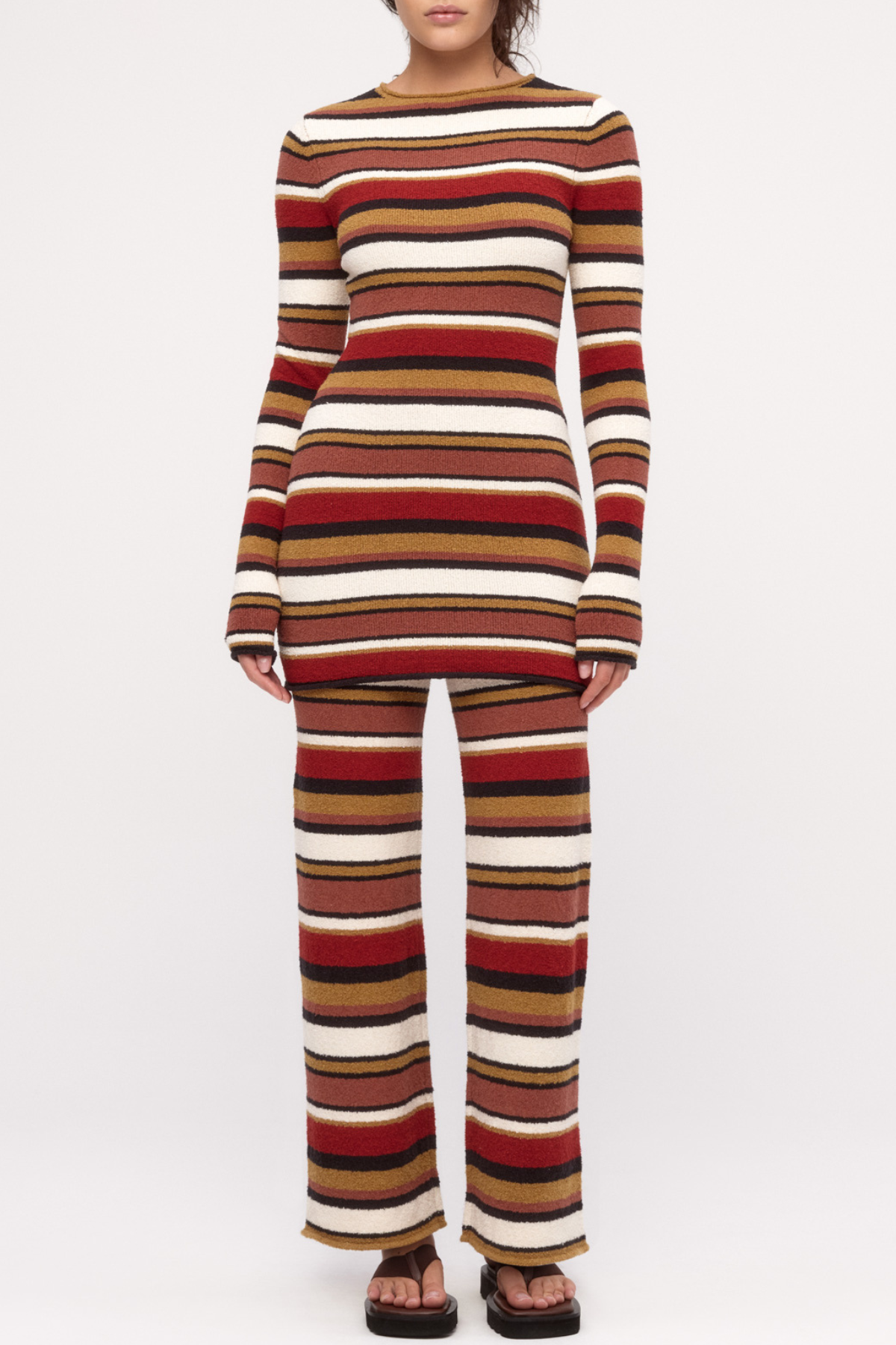 Textured Knit Mini Dress - Earth Stripe