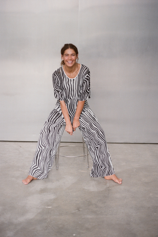 Ripple Stripe Cotton Blend Knit Pant