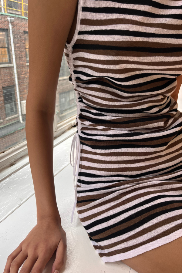 Knit Mini Dress - Black Stripe