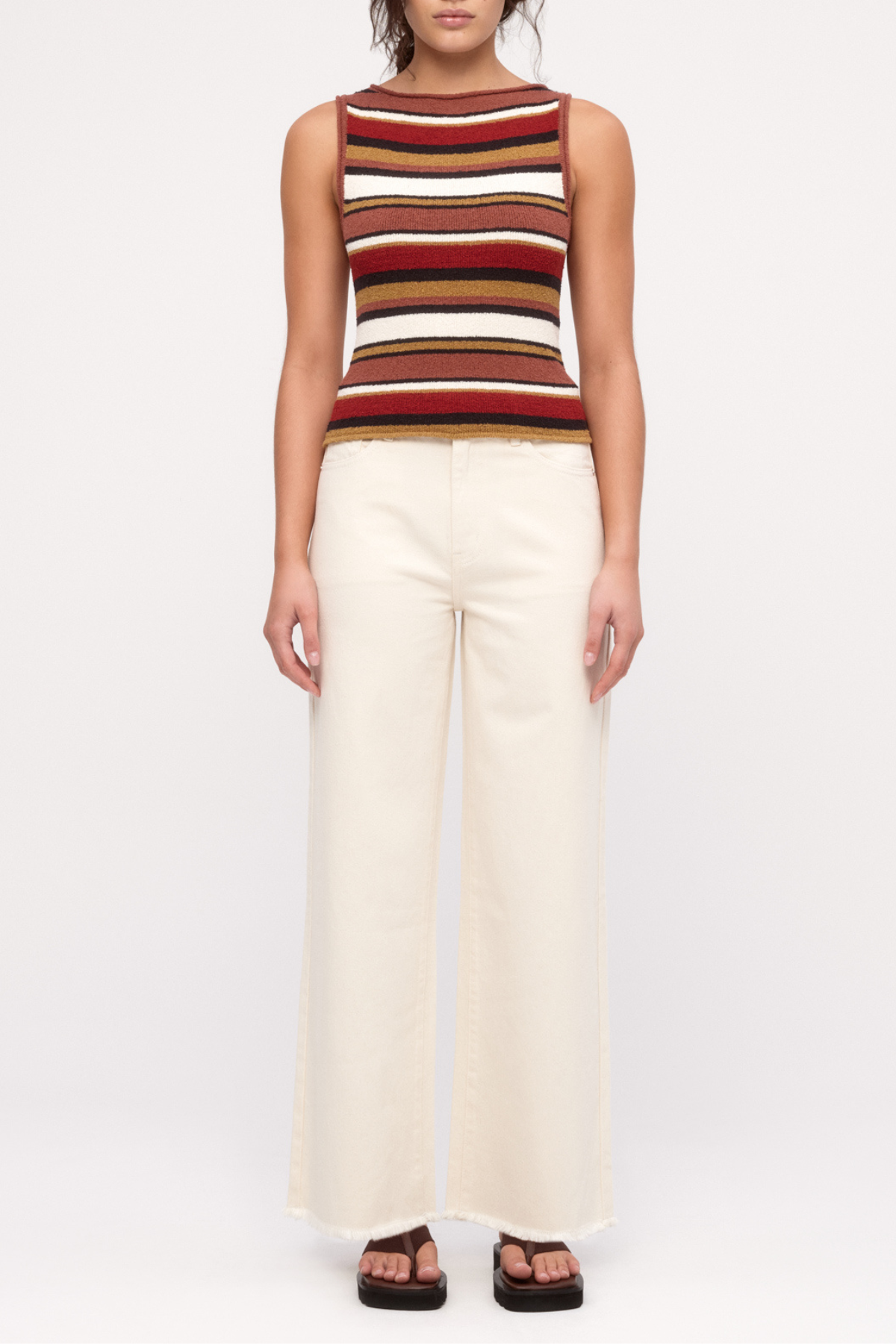 Textured Knit Tank - Earth Stripe