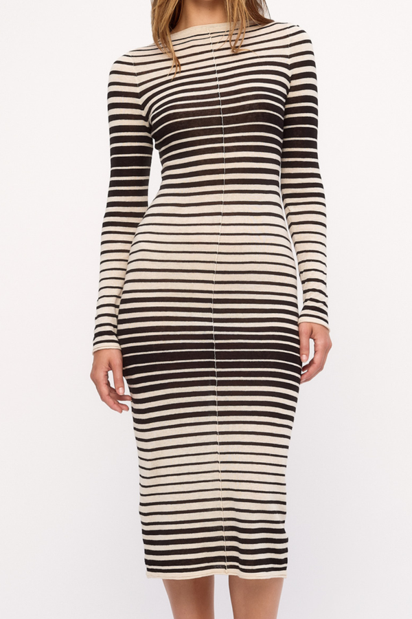 Ramie Cotton Knit Maxi Dress - Ombre Stripe