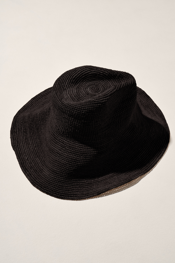 Raffia Western Hat - Black
