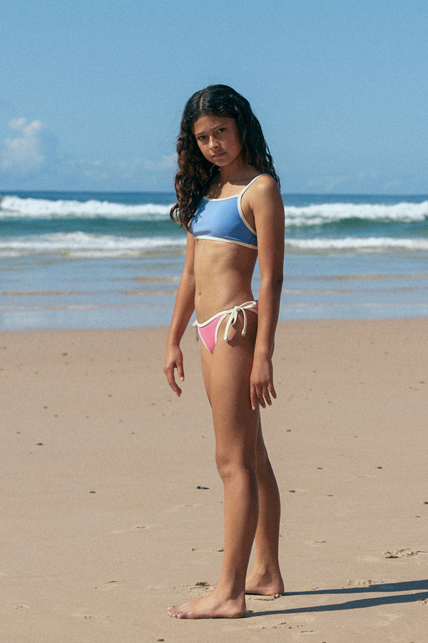 Stripe Rib Adjustable Bralette - Sky