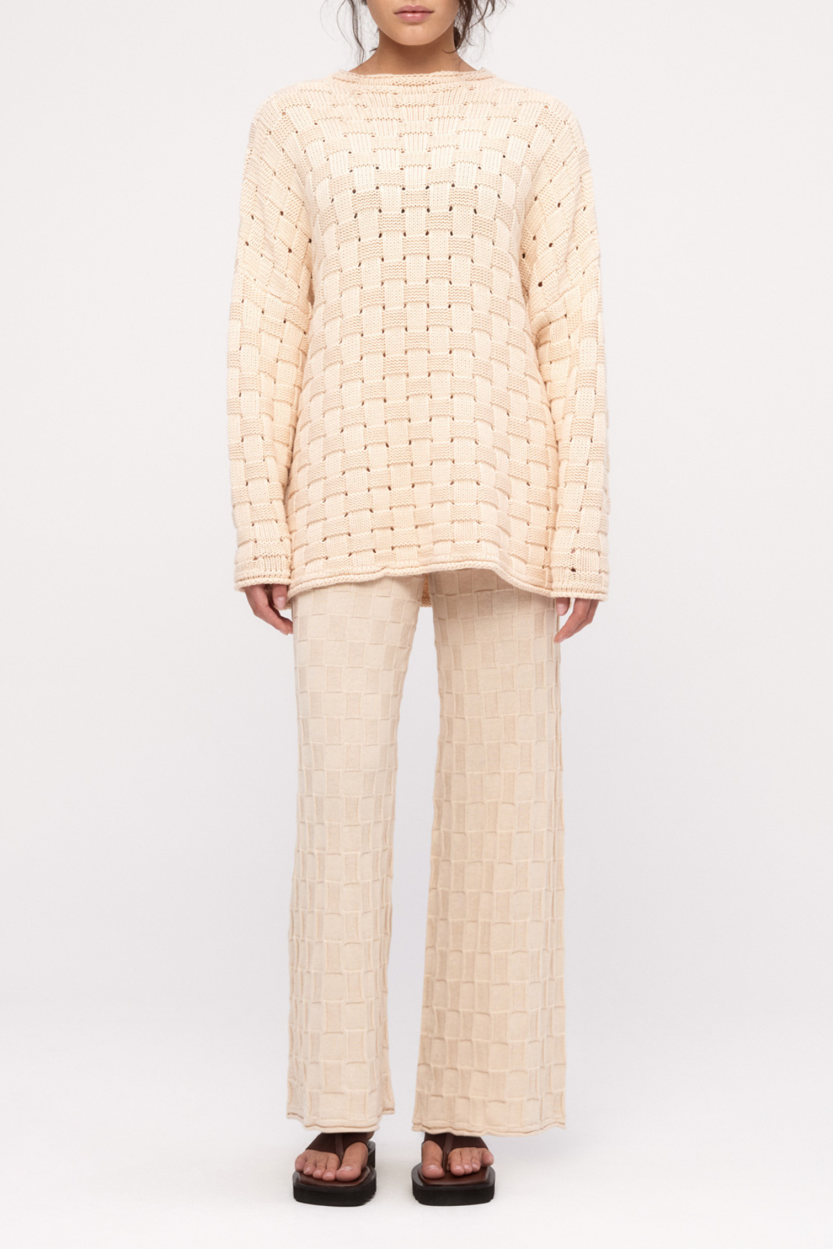 Basketweave Knit Pant - Natural
