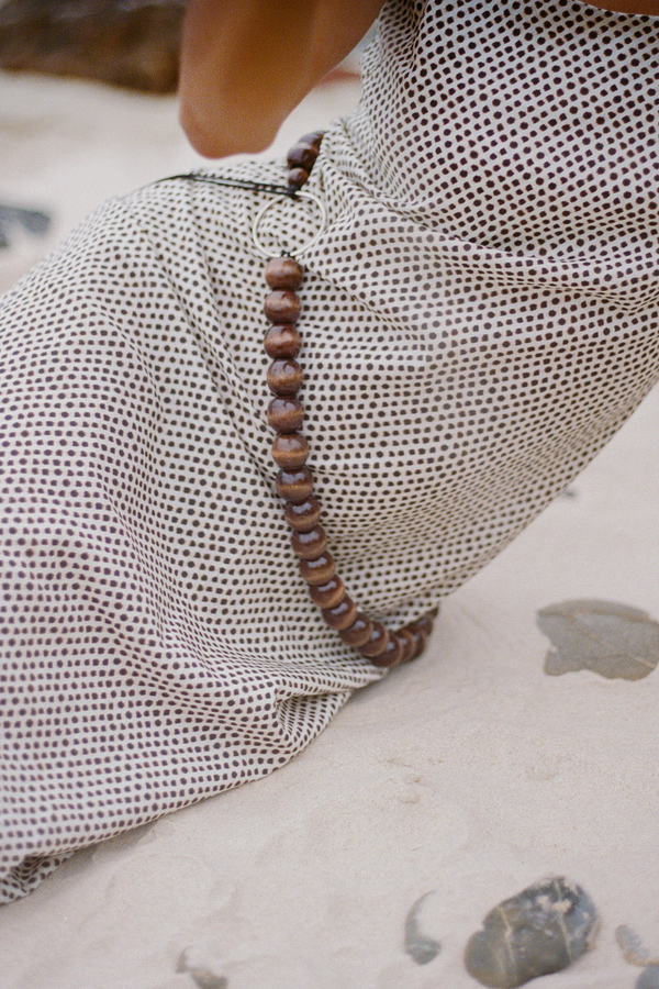 Beaded Wrap Belt - Brown