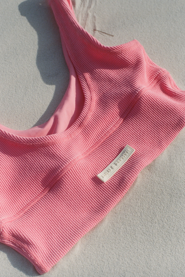 Waffle Crop Top - Pink