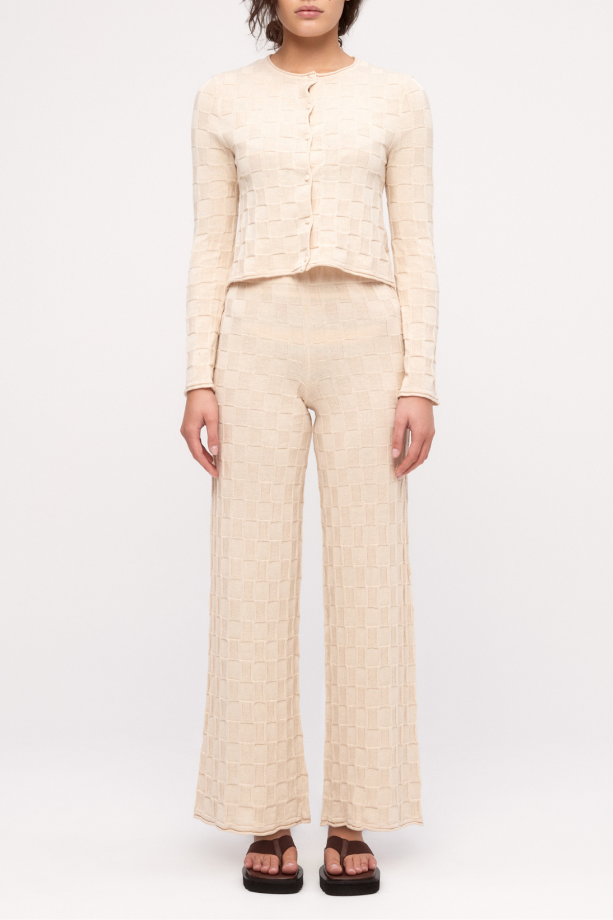Basketweave Knit Cardigan - Natural