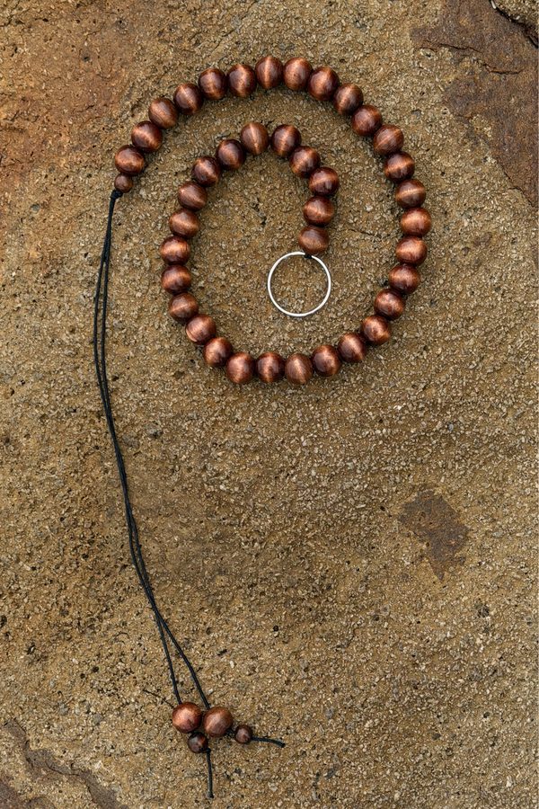 Beaded Wrap Belt - Brown