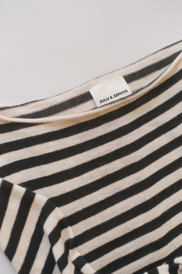 Knit Mini Dress - Black Stripe