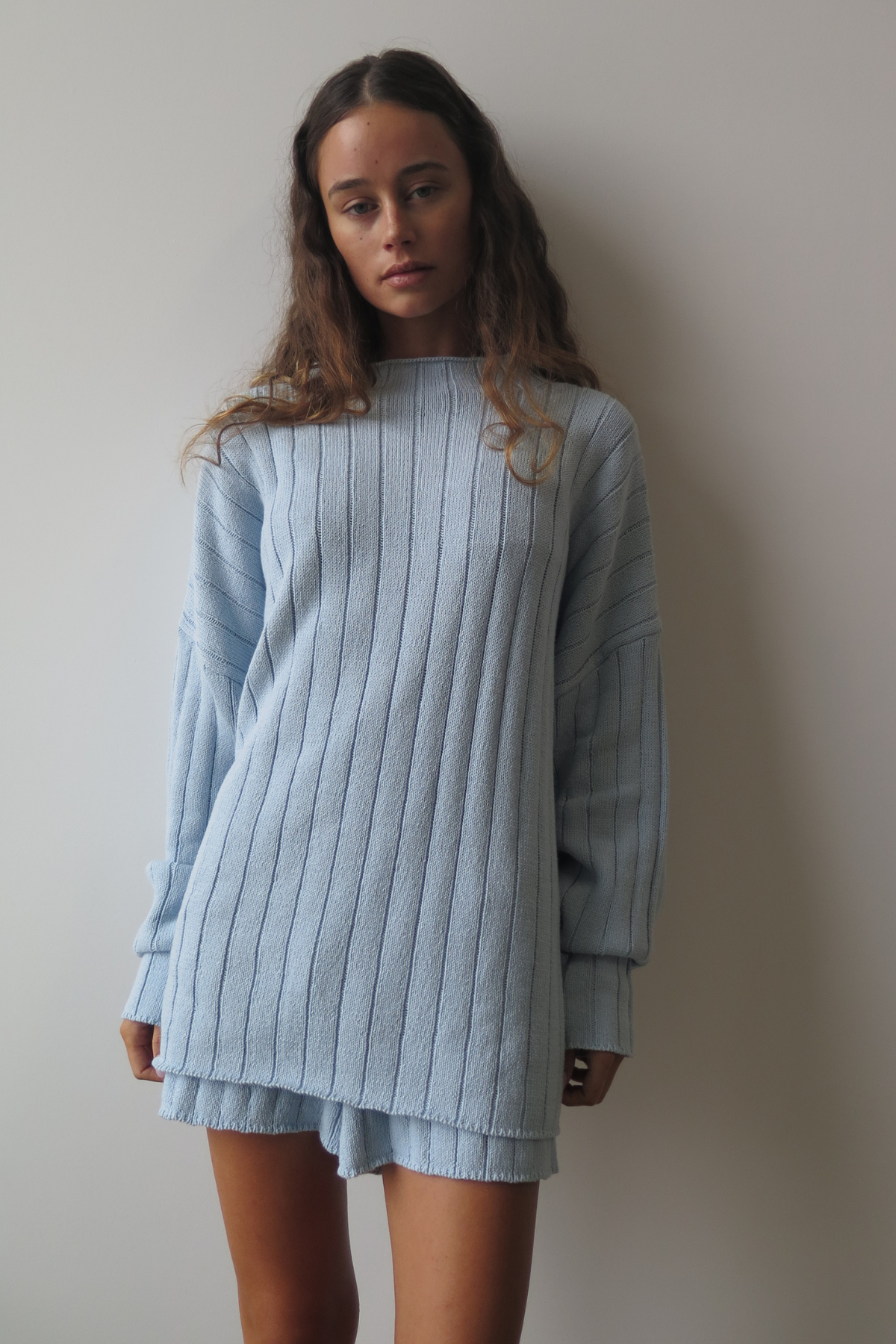 Rib Knit Short - Light Blue