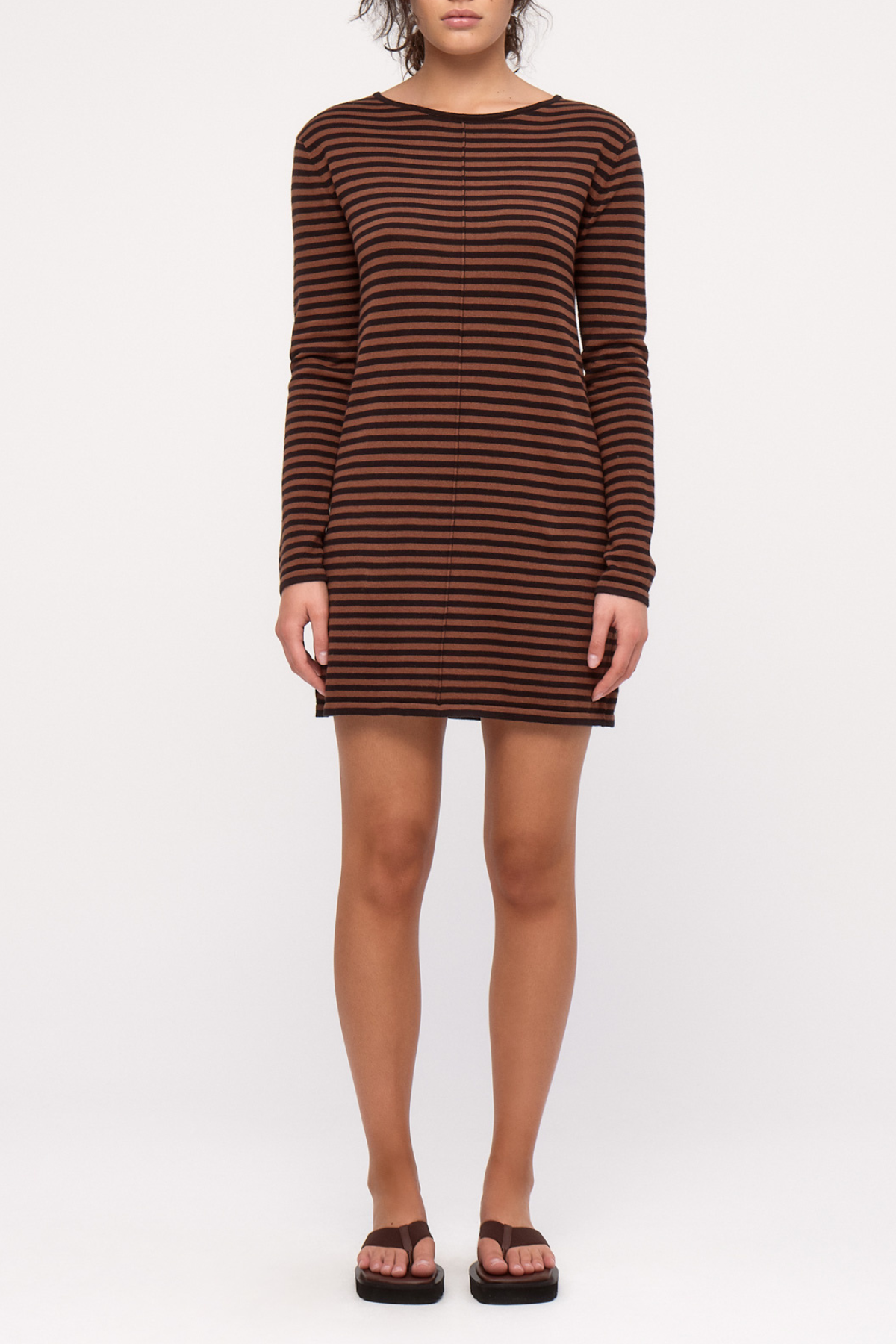Knit Mini Dress - Brown Stripe