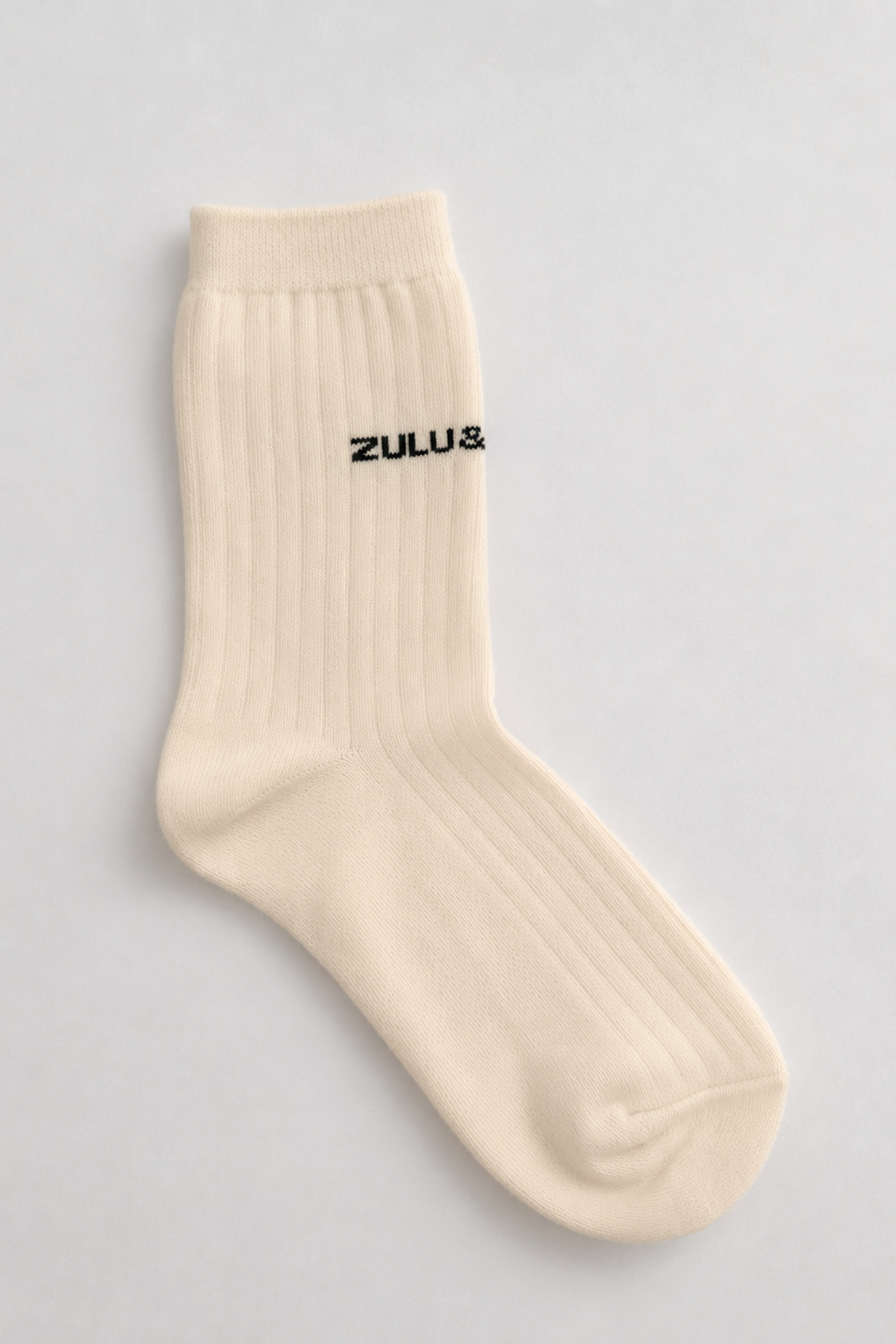 Soft Rib Logo Sock - Coconut