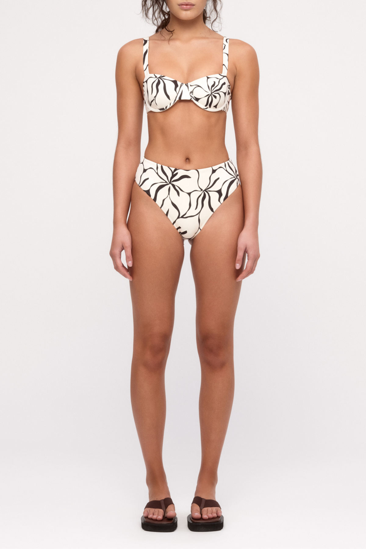 Reversible Waisted Full Brief - Cream Flower